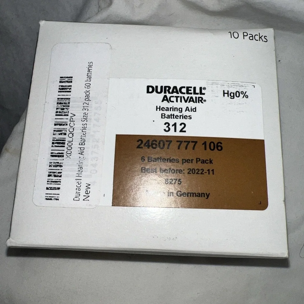 Duracell ActivAir Hearing Aid Batteries 10 Packs Of 6 Each Exp 11/2022